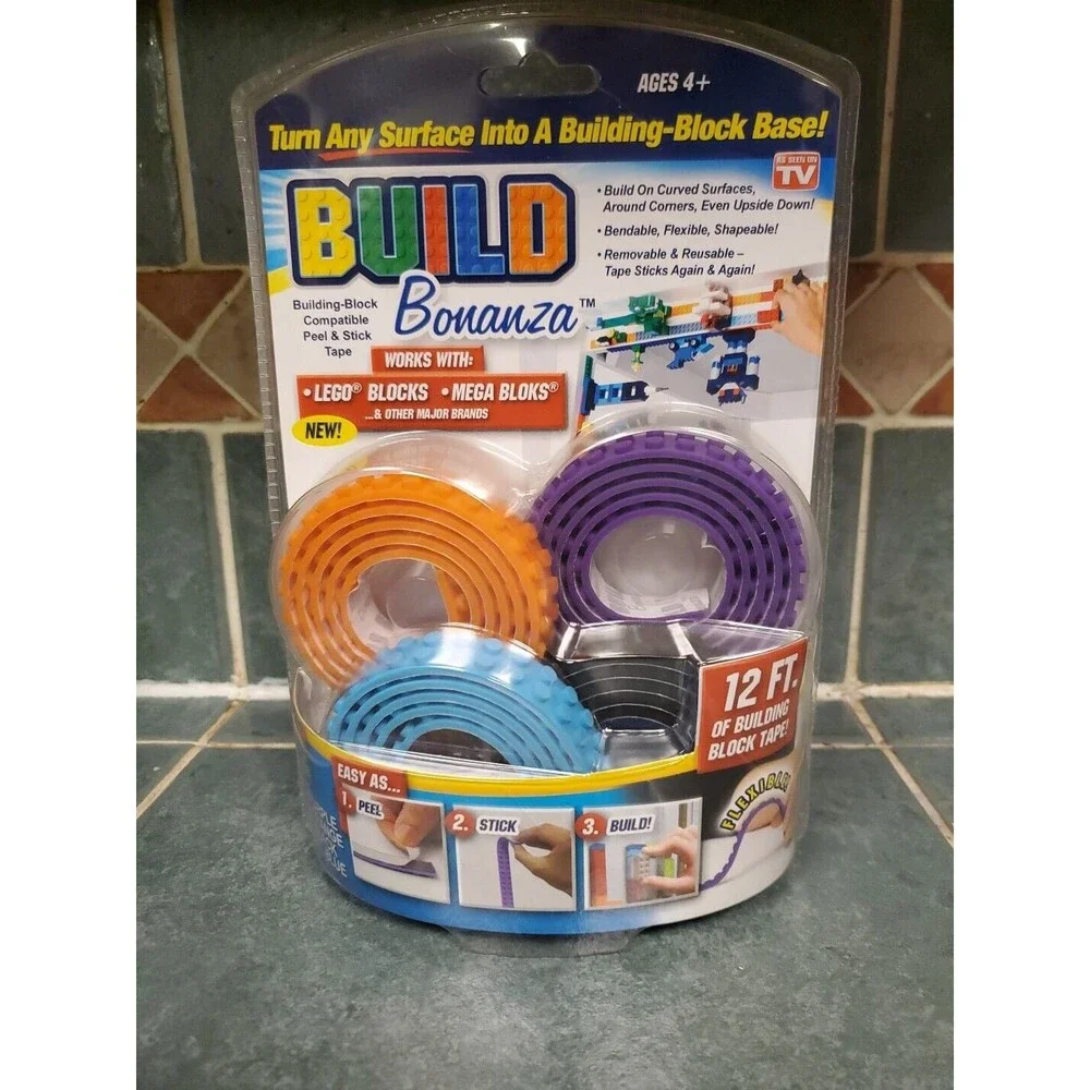 Build Bonanza Building Block Tape 12 Feet NEW SEALED